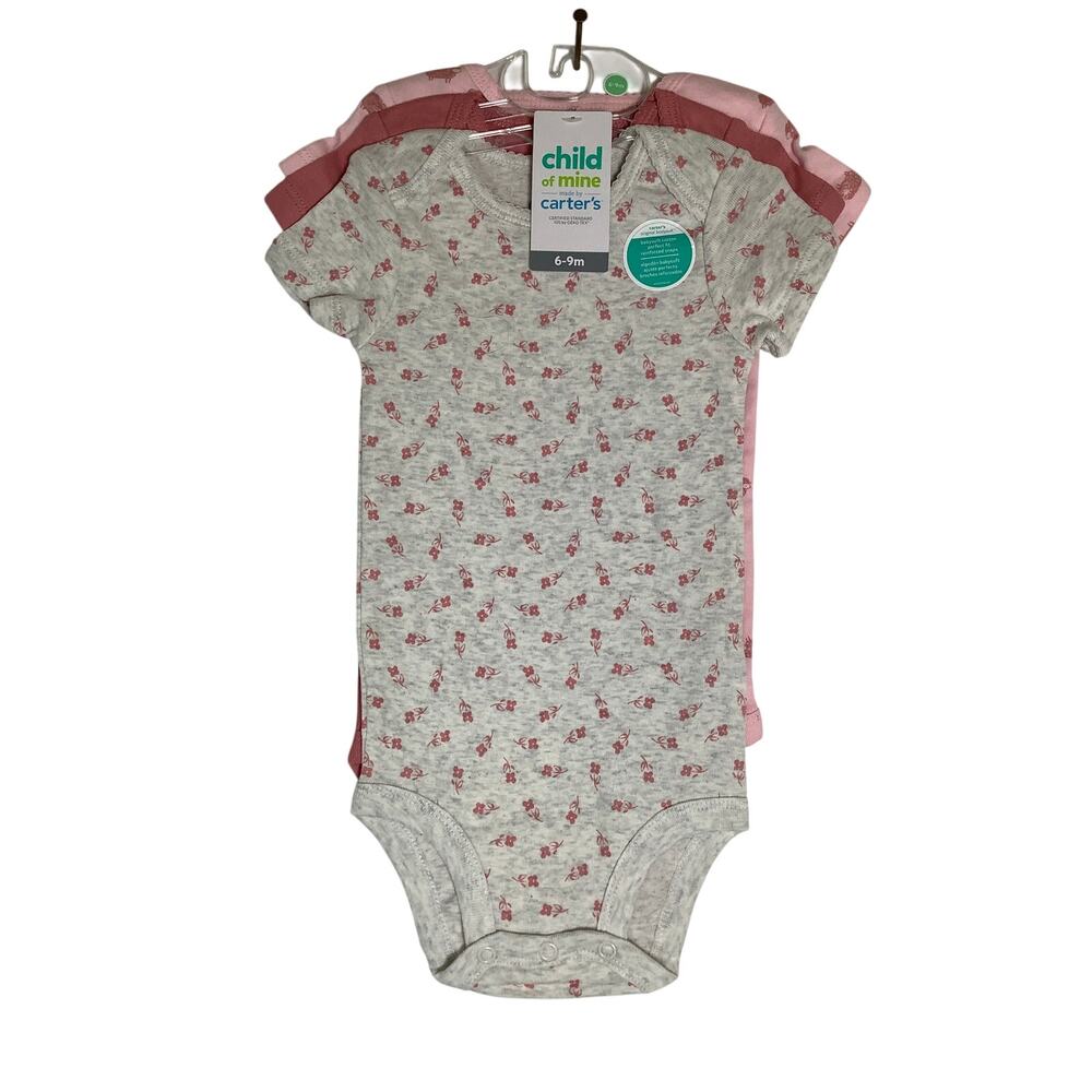 Child of Mine by Carter's Infant 6-9M 3 Pack Short Sleeve Cotton Bodysuit G1-1